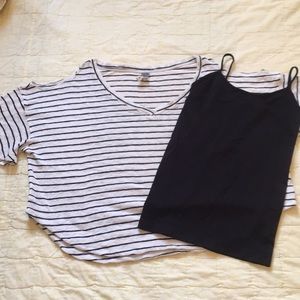 Cold-Shouldered Bat-Winged Crop Top and Black Tank